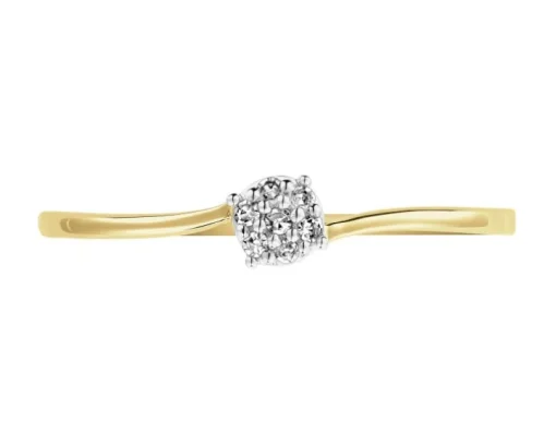 Pierścionek z żółtego złota z diamentami - 0,03 ct - próba 375