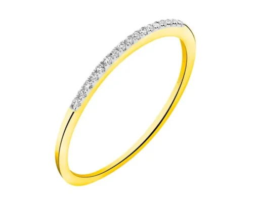 Pierścionek z żółtego złota z diamentami - 0,03 ct - próba 375