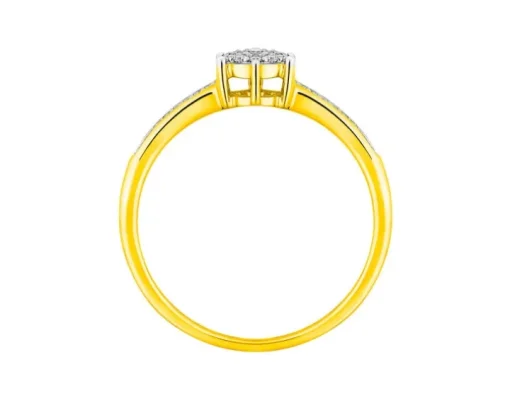 Pierścionek z żółtego złota z diamentami - 0,07 ct - próba 585