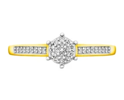 Pierścionek z żółtego złota z diamentami - 0,07 ct - próba 585