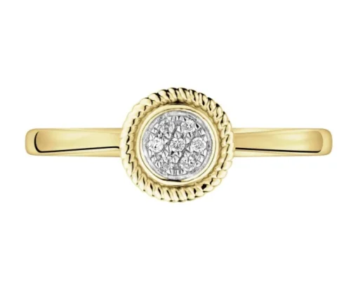 Pierścionek z żółtego złota z diamentami - 0,02 ct - próba 585