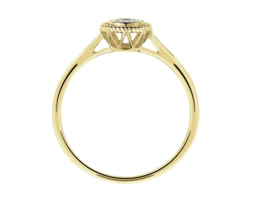 Pierścionek z żółtego złota z diamentami - 0,02 ct - próba 585
