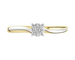 Pierścionek z żółtego złota z diamentami - 0,03 ct - próba 585