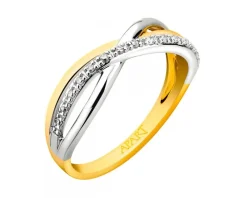 Pierścionek z żółtego złota z diamentami - 0,05 ct - próba 375