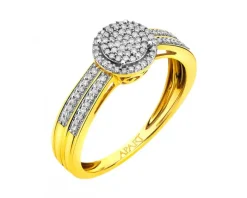 Pierścionek z żółtego złota z diamentami - 0,23 ct - próba 585