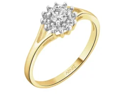 Pierścionek z żółtego złota z brylantami - 0,31 ct - próba 585