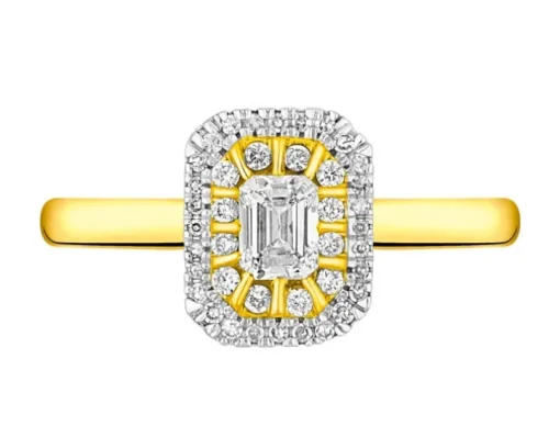 Pierścionek z żółtego złota z diamentami - 0,40 ct - próba 585