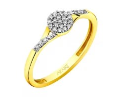 Pierścionek z żółtego złota z diamentami - 0,08 ct - próba 375