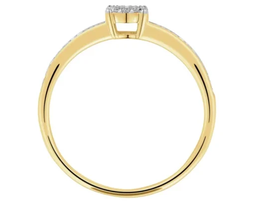 Pierścionek z żółtego złota z diamentami - 0,08 ct - próba 585