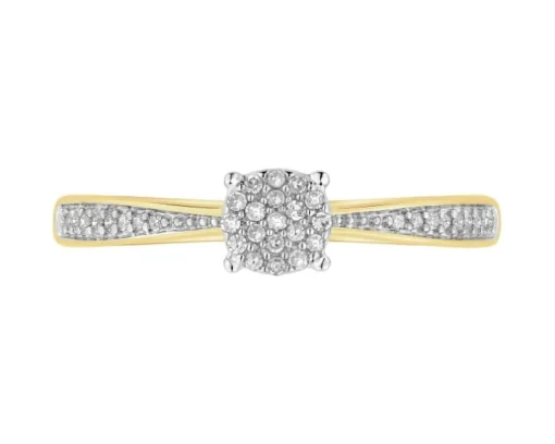 Pierścionek z żółtego złota z diamentami - 0,08 ct - próba 585