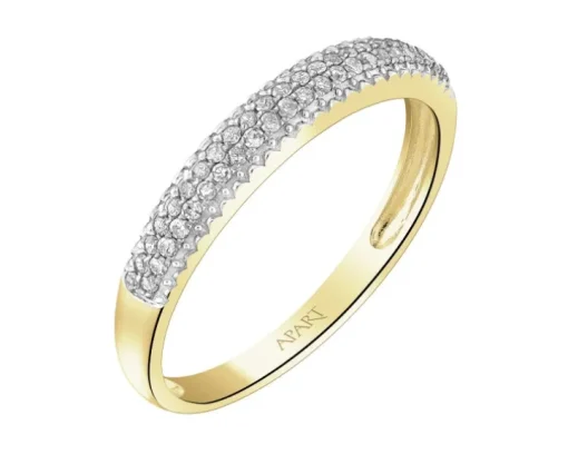 Pierścionek z żółtego złota z diamentami - 0,13 ct - próba 585
