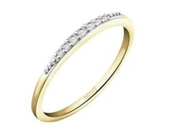 Pierścionek z żółtego złota z brylantami - 0,06 ct - próba 375