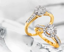 Pierścionek z żółtego złota z brylantami  - SI1/H - 0,91 ct - próba 585