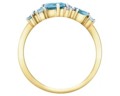 Pierścionek z żółtego złota z brylantem i topazami - próba 375