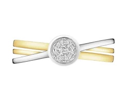 Pierścionek z żółtego złota z brylantami - 0,10 ct - próba 585