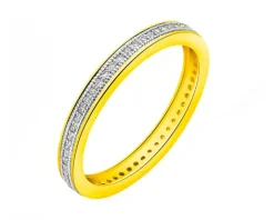 Pierścionek z żółtego złota z diamentami - Eternity - 0,15 ct - próba 585