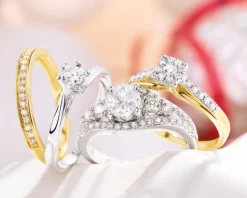 Pierścionek z żółtego złota z brylantami - 0,19 ct - próba 585