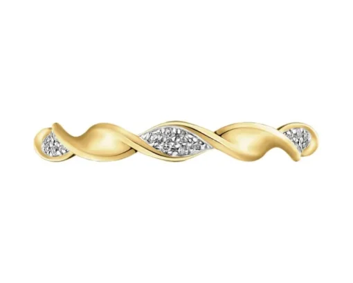 Pierścionek z żółtego złota z diamentami - 0,04 ct - próba 375