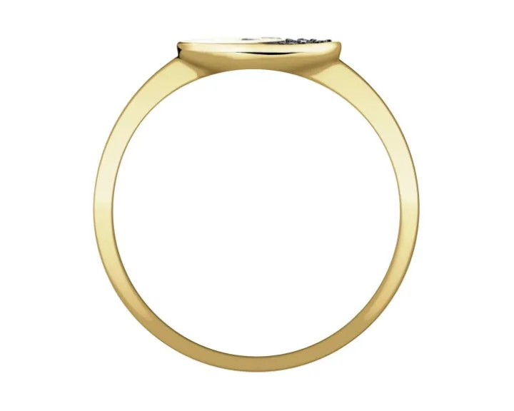 Pierścionek z żółtego złota z diamentami - yin yang - 0,012 ct - próba 375