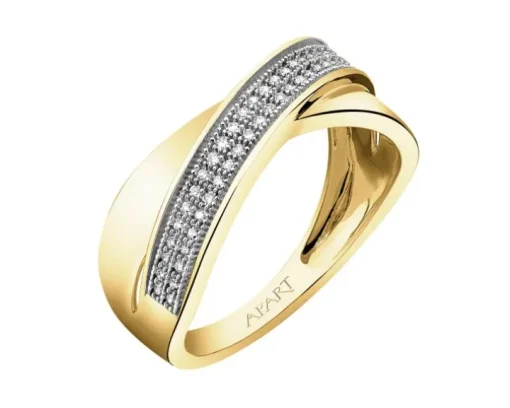 Pierścionek z żółtego złota z diamentami - 0,14 ct - próba 585