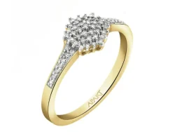 Pierścionek z żółtego złota z diamentami - 0,15 ct - próba 585