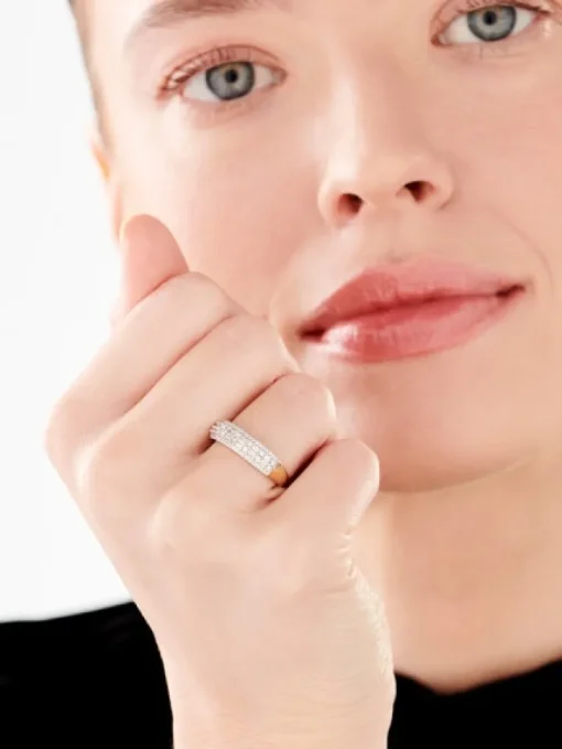 Pierścionek z żółtego złota z diamentami - 0,33 ct - próba 585