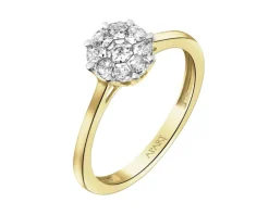 Pierścionek z żółtego złota z diamentami - 0,34 ct - próba 585