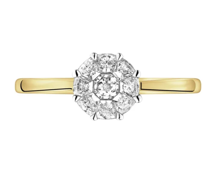 Pierścionek z żółtego złota z brylantami - 0,31 ct - próba 750