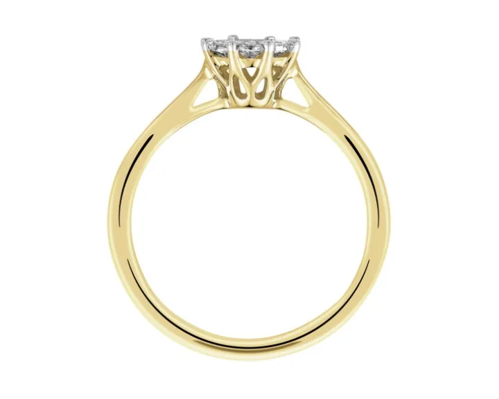 Pierścionek z żółtego złota z brylantami - 0,31 ct - próba 750