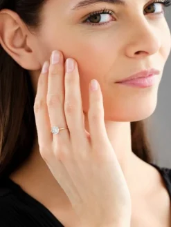 Pierścionek z żółtego złota z brylantami - 0,31 ct - próba 750