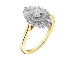Pierścionek z żółtego złota z diamentami - 0,70 ct - próba 585