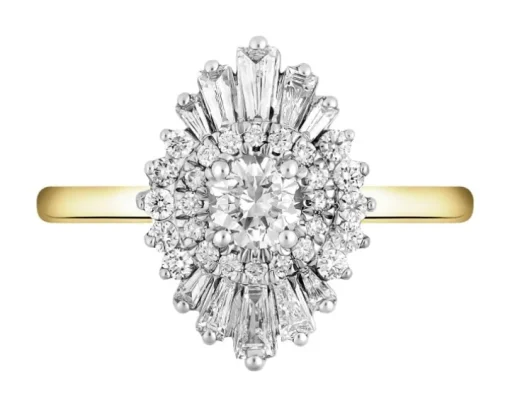 Pierścionek z żółtego złota z diamentami - 0,70 ct - próba 585