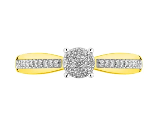 Pierścionek z żółtego złota z diamentami - 0,10 ct - próba 585