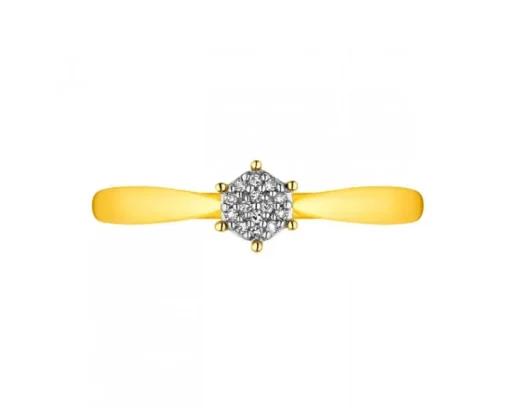 Pierścionek z żółtego złota z diamentami - 0,02 ct - próba 375