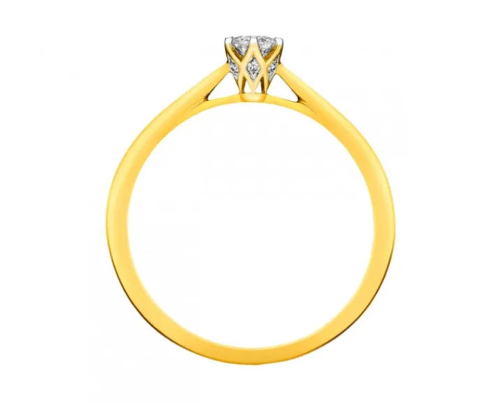 Pierścionek z żółtego złota z brylantami - 0,25 ct - próba 750