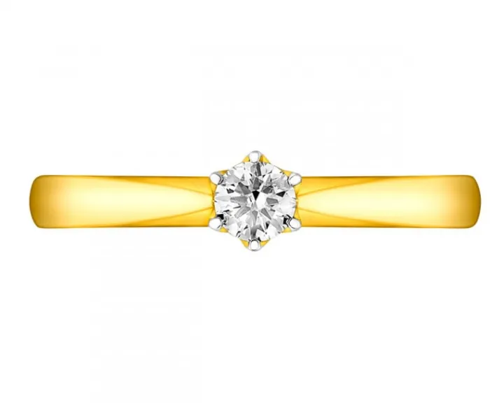 Pierścionek z żółtego złota z brylantami - 0,25 ct - próba 750