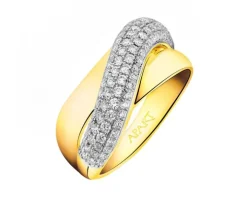 Pierścionek z żółtego złota z brylantami - 0,63 ct - próba 585