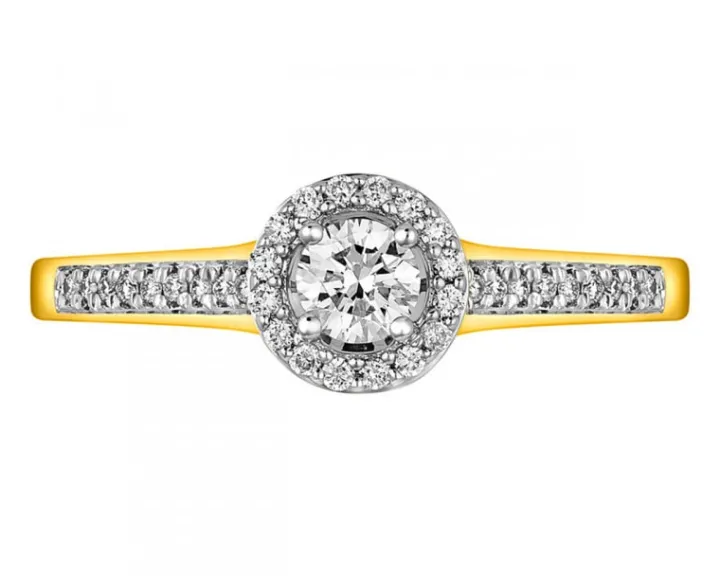 Pierścionek z żółtego złota z brylantami - 0,35 ct - próba 750