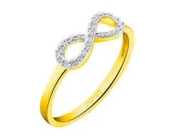 Pierścionek z żółtego złota z diamentami - nieskończoność - 0,09 ct - próba 585