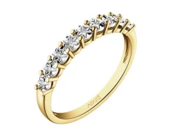 Pierścionek z żółtego złota z diamentami - 0,03 ct - próba 375