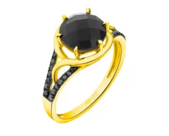 Pierścionek z żółtego złota z diamentami - 0,33 ct - próba 585
