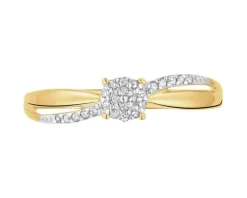 Pierścionek z żółtego złota z diamentami - 0,04 ct - próba 375