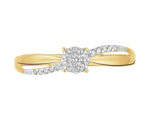 Pierścionek z żółtego złota z diamentami - 0,04 ct - próba 375