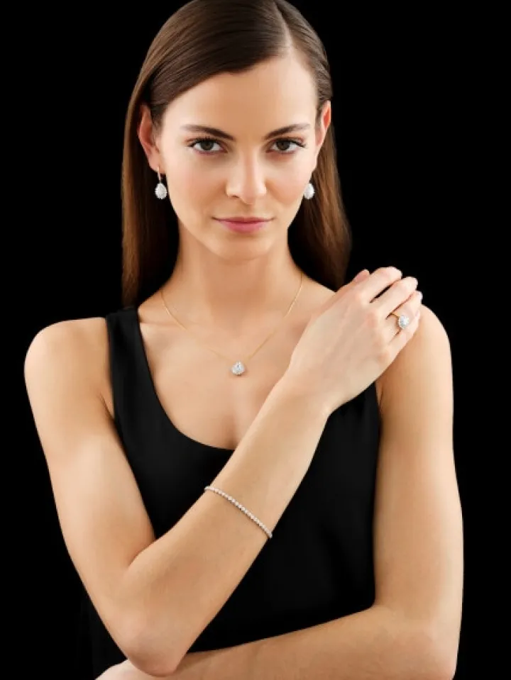 Pierścionek z żółtego złota z diamentami - SI1/G - 0,85 ct - próba 585