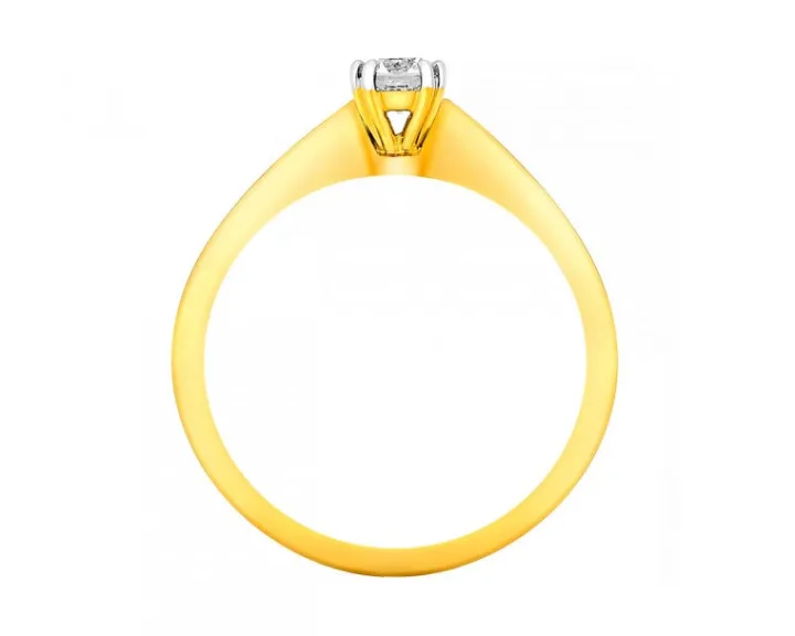 Pierścionek z żółtego złota z brylantem - 0,18 ct - próba 750