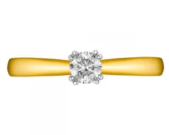Pierścionek z żółtego złota z brylantem - 0,18 ct - próba 750