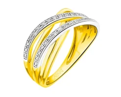 Pierścionek z żółtego złota z diamentami - 0,08 ct - próba 585