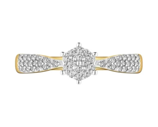 Pierścionek z żółtego złota z diamentami - 0,17 ct - próba 585