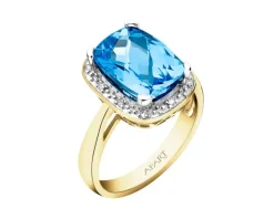 Pierścionek z żółtego złota z diamentami i topazem - próba 585