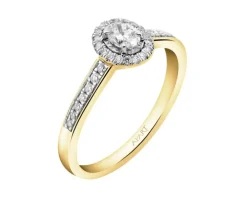 Pierścionek z żółtego złota z diamentami - 0,33 ct - próba 585